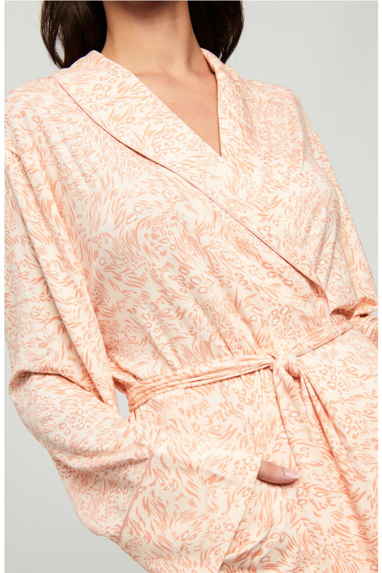 Animal Print Jersey Robe, Alternate, color, NUDE
