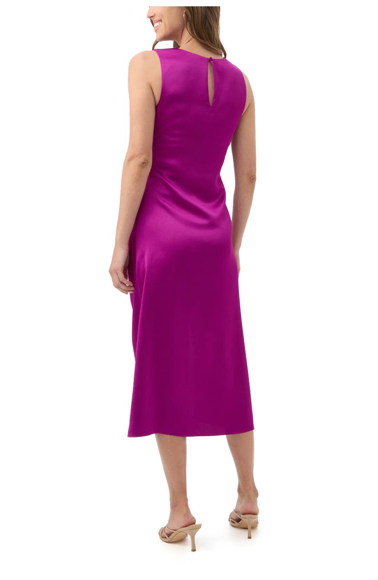 Trina Turk Chestnut Ruched Satin Midi Dress, Alternate, color, Geranium