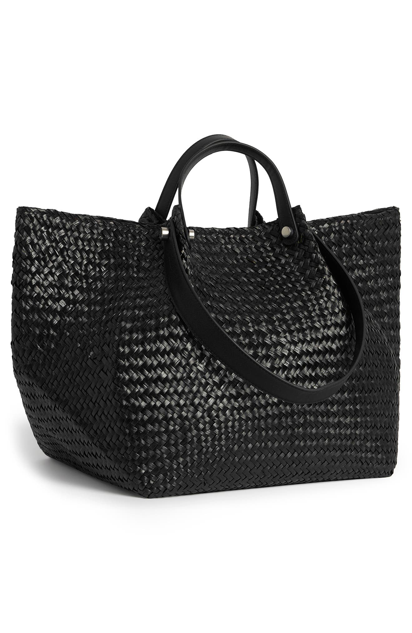 AllSaints Allington East West Straw Tote Bag, Alternate, color, 