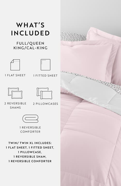 Homespun 7-piece Assorted Reversible Comforter Set In Blush/white