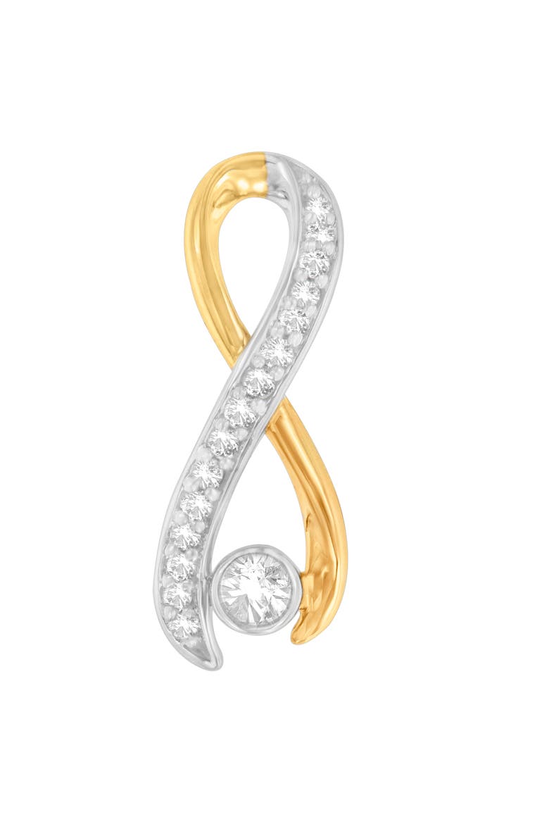 10K Two-Tone Gold 1/5 cttw Diamond Radiant Ribbon Pendant Necklace, Main, color, Yellow