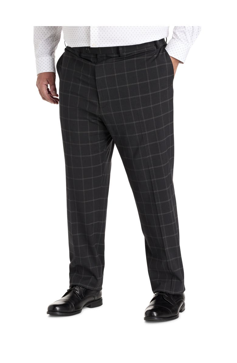 Tallia Big & Tall Windowpane Suit Pants, Main, color, Black
