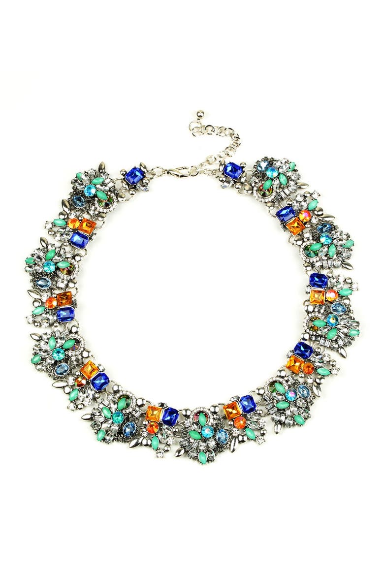 Ivy Crystal Cluster Collar Necklace, Main, color, SILVER