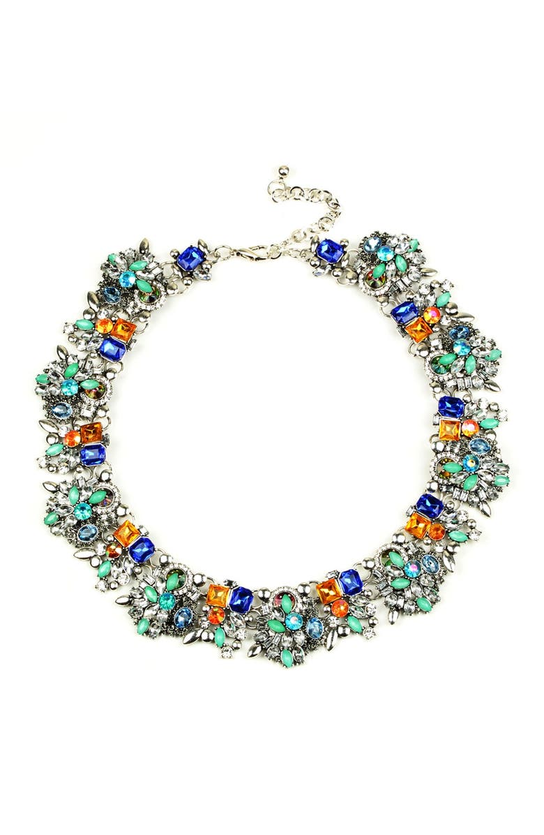 EYE CANDY LOS ANGELES Ivy Crystal Cluster Collar Necklace, Main, color, Silver