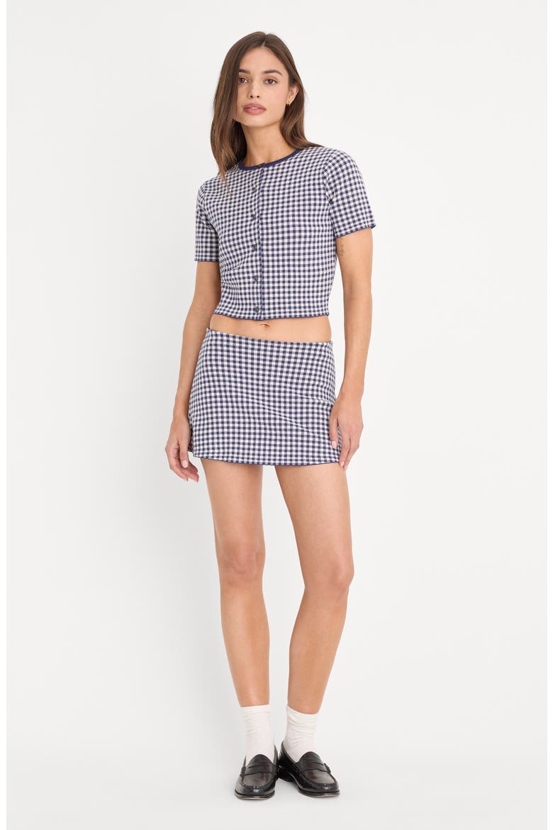 The Keepsake Gingham Crop Cardigan, Alternate, color, NAVY GINGHAM