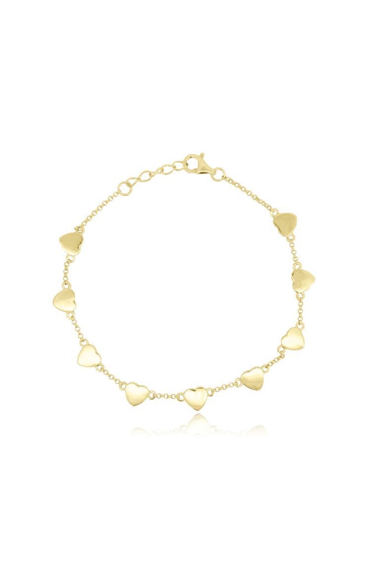 Heart Station Chain Bracelet, Main, color, Gold Plated Sterling Silver