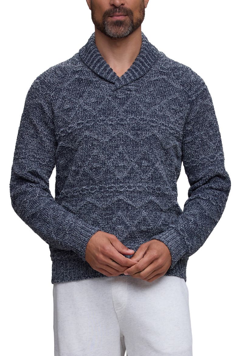 Fair Isle Shawl Collar Sweater, Main, color, INDIGO-MOONBEAM