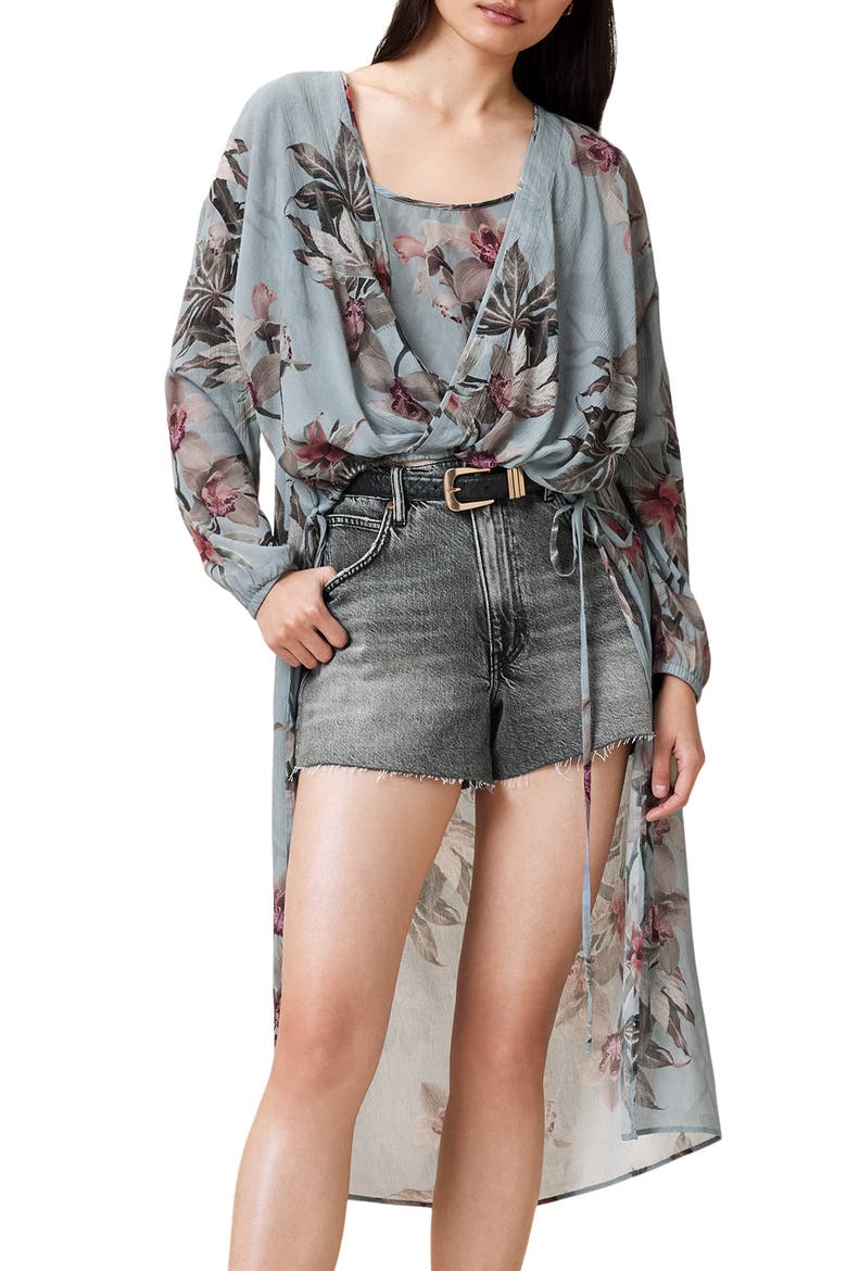 Avala High Low Floral Wrap Top, Alternate, color, ADENA DUSTY BLUE