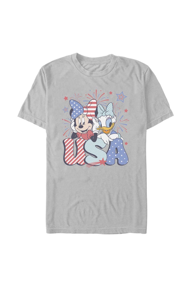 Men's Mickey & Friends Minnie and Daisy American Duo  Graphic T-Shirt, Main, color, Ice Grey