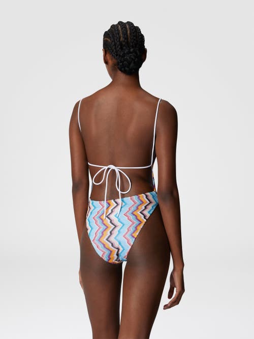 Shop Missoni Sporty One-piece Swimsuit With Zig Zag Pattern In Multicoloured