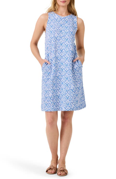 Dotty Ikat Sleeveless French Terry Shift Dress