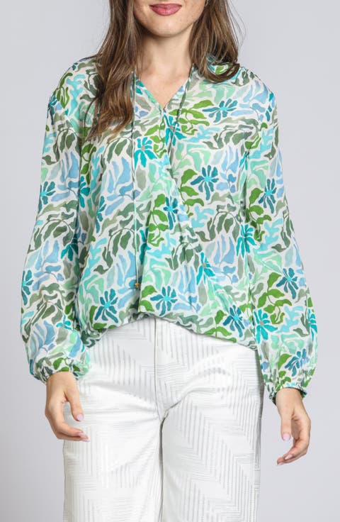 Print Surplice Neck Top