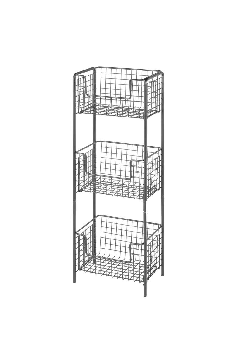 mDesign Steel Freestanding 3-Tier Kitchen Organizer Tower, Main, color, Gray