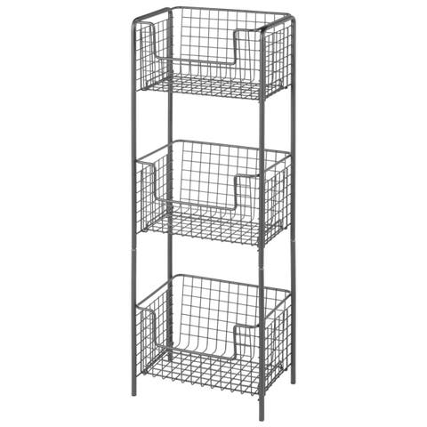 Steel Freestanding 3-Tier Kitchen Organizer Tower