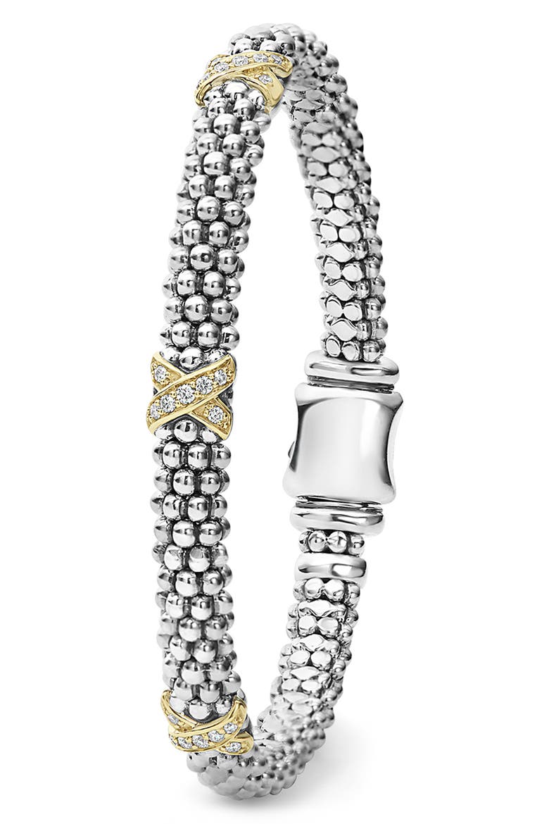 Signature Caviar Diamond Rope Bracelet, Alternate, color, SILVER/ GOLD