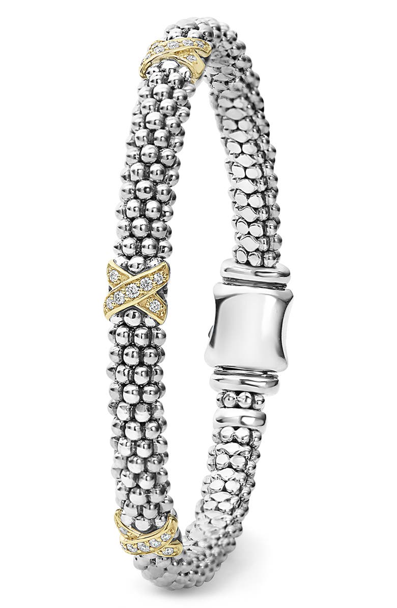 LAGOS Signature Caviar Diamond Rope Bracelet, Alternate, color, Silver/ Gold