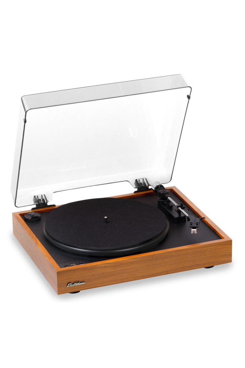 Vinyl Record Player, Belt-Drive Turntable, Bluetooth, Vinyl-to-MP3, Main, color, Teak