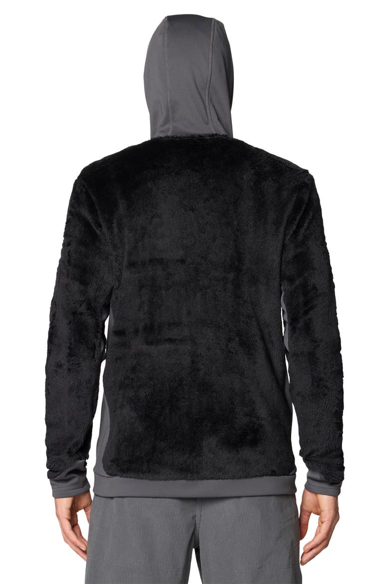 Polartec® High Loft Fleece Hooded Jacket, Alternate, color, BLACK/ VOLCANIC