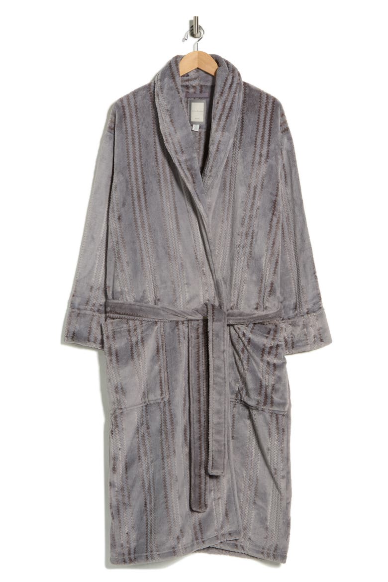 Chevron Plush Robe, Alternate, color, GREY