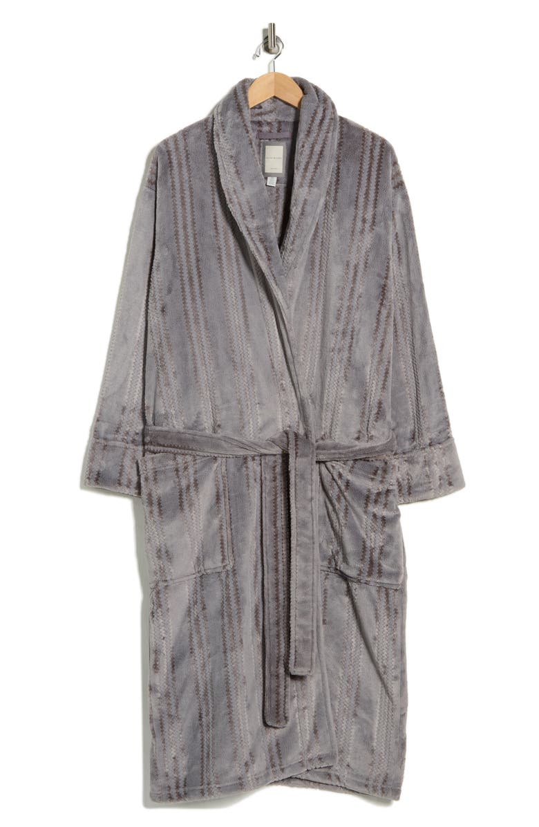 Daniel Buchler Chevron Plush Robe, Alternate, color, Grey