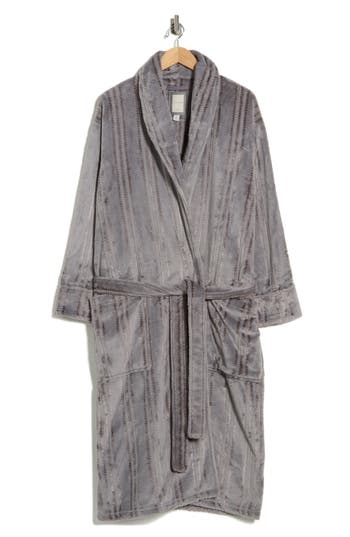 Daniel Buchler Chevron Plush Robe In Gray