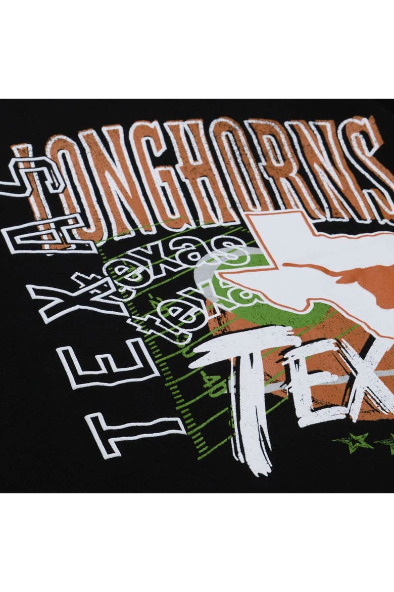 Men's Mitchell & Ness  Black Texas Longhorns Half Time Fleece Crewneck Sweatshirt, Alternate, color, Black