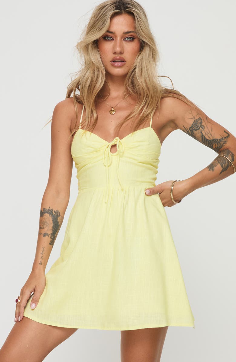Princess Polly Tassos Lemon Mini Sundress, Alternate, color, Lemon