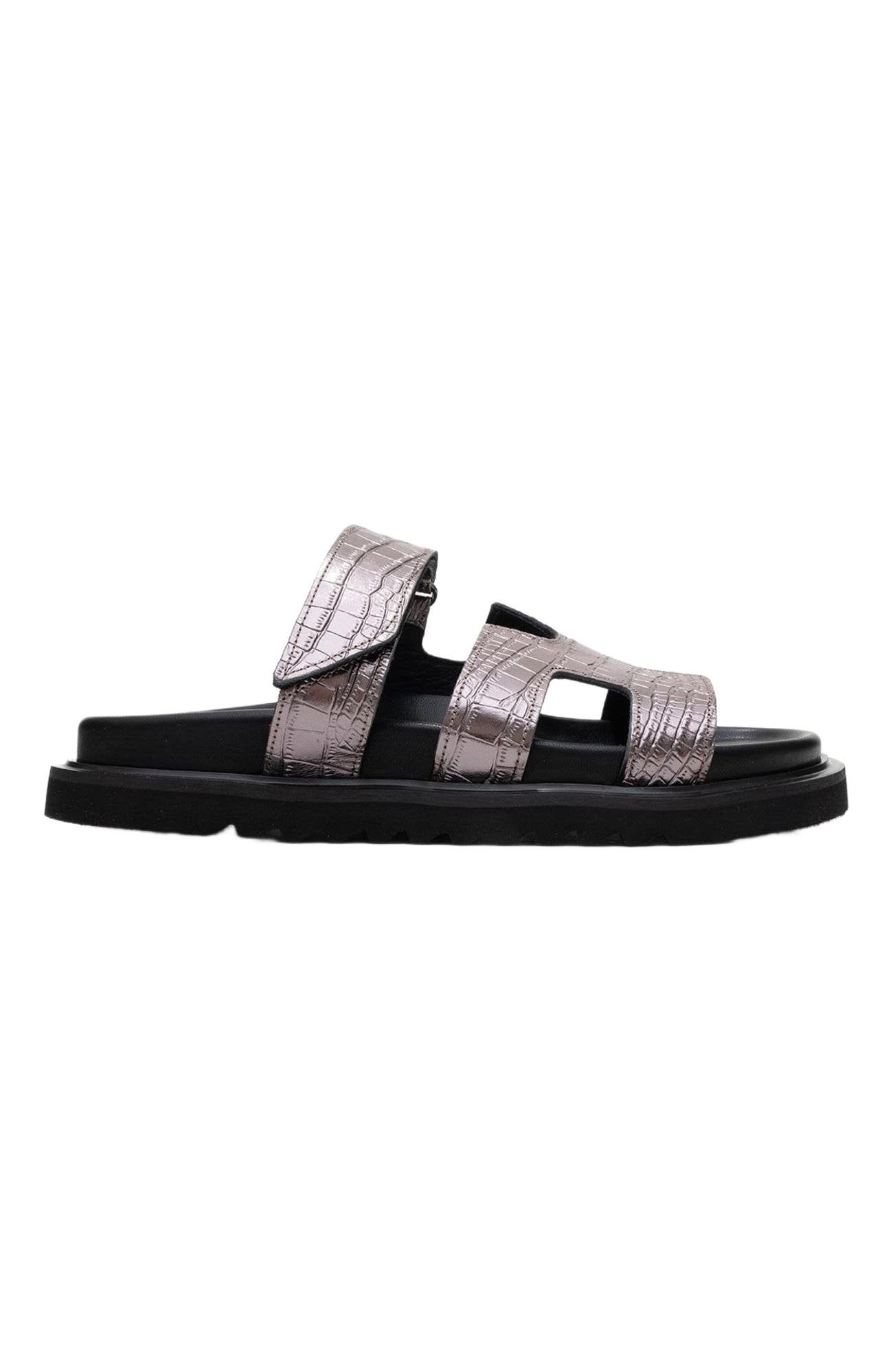 Loana Leather Slide Sandal, Alternate, color, Platinum Leather