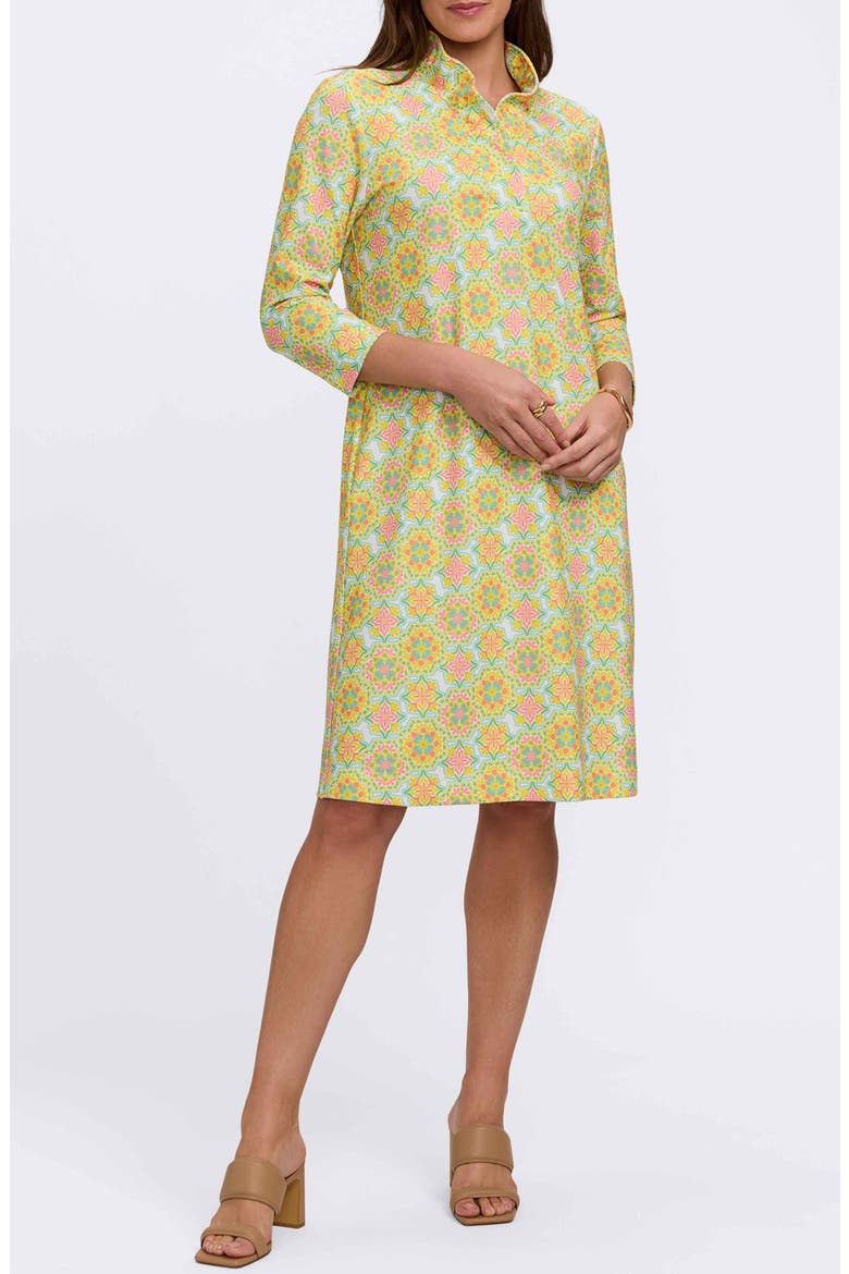 Tammy Tile Print Collared Dress, Main, color, YELLOW MULTI