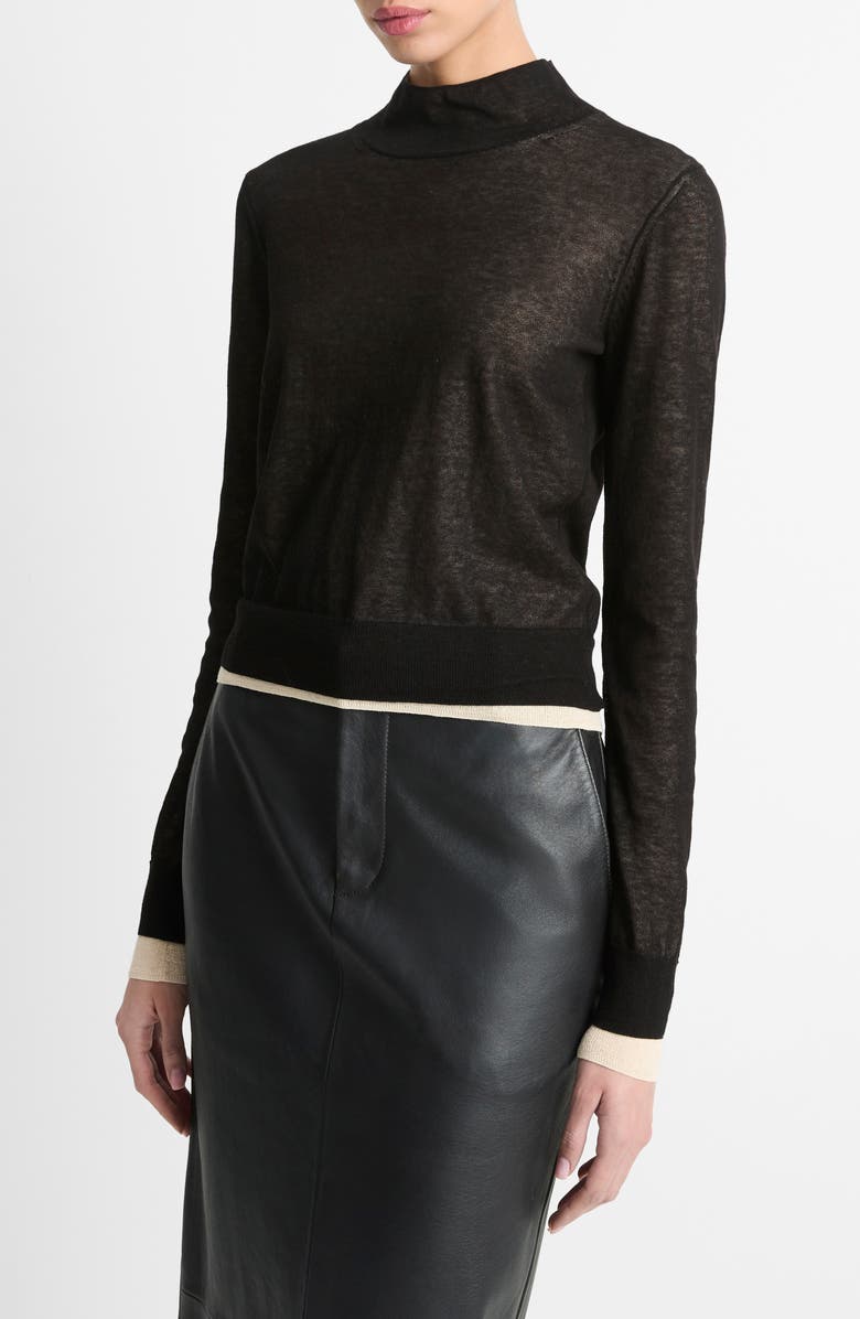 Vince Double Layer Turtleneck Sweater, Alternate, color, 