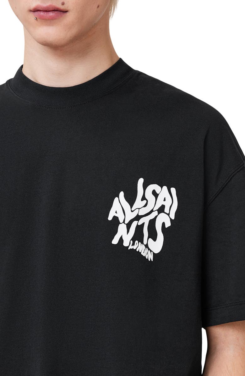 AllSaints Orlando Logo Oversize Graphic T-Shirt, Alternate, color, Jet Black