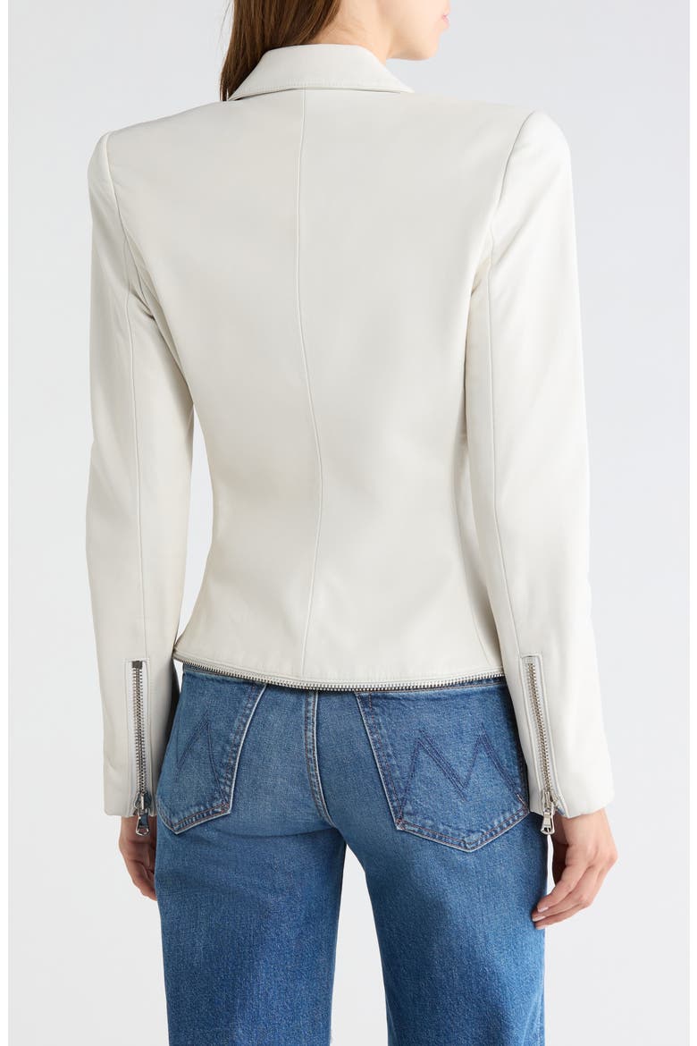Ottilie Zip Leather Blazer, Alternate, color, WHITE