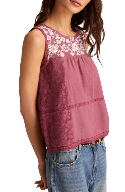 Lucky Brand Embroidered Cotton Tank In Brown