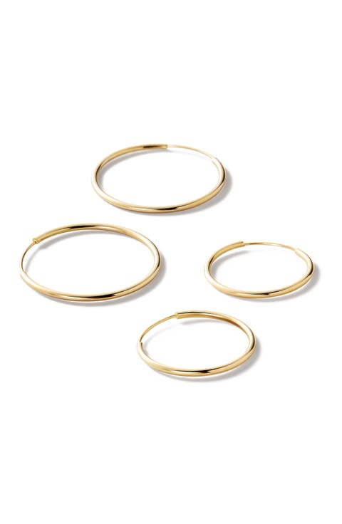 Small Gold Hoop Earrings - Gold Slim Hoops Set