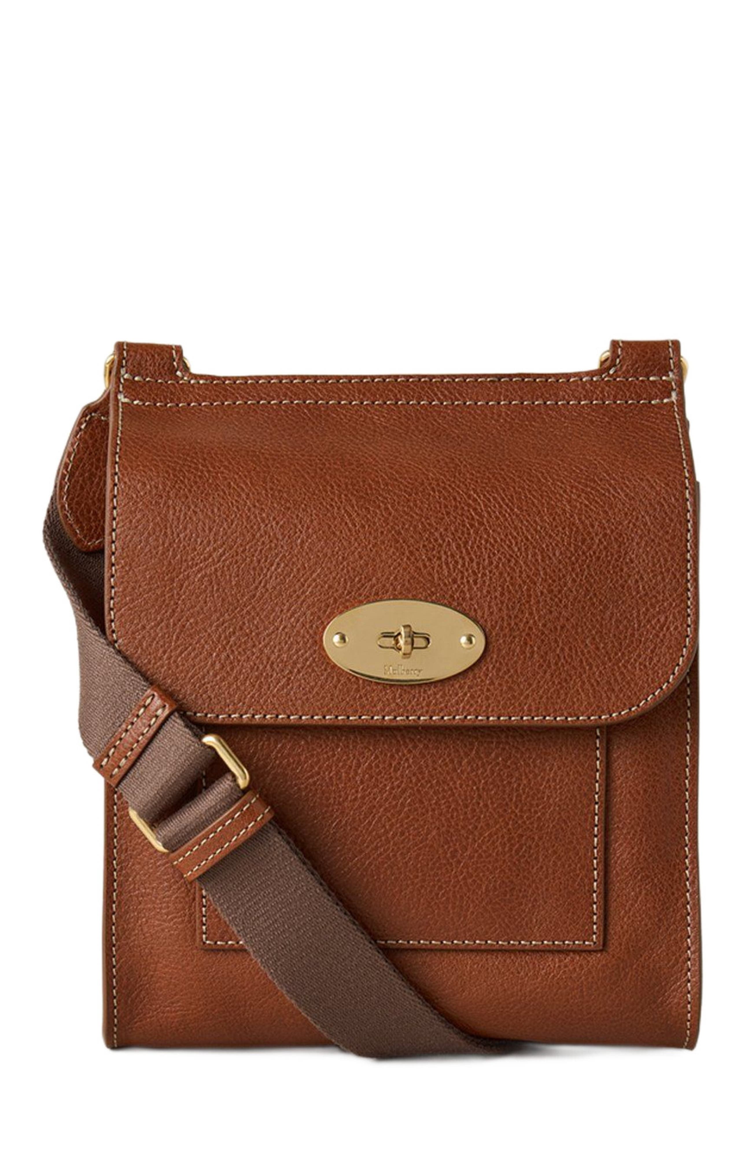 Mulberry Small Antony Leather Stitched Crossbody Bag, Alternate, color, Oak