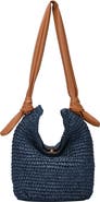 Antik Kraft Straw Hobo with Faux Leather Trim