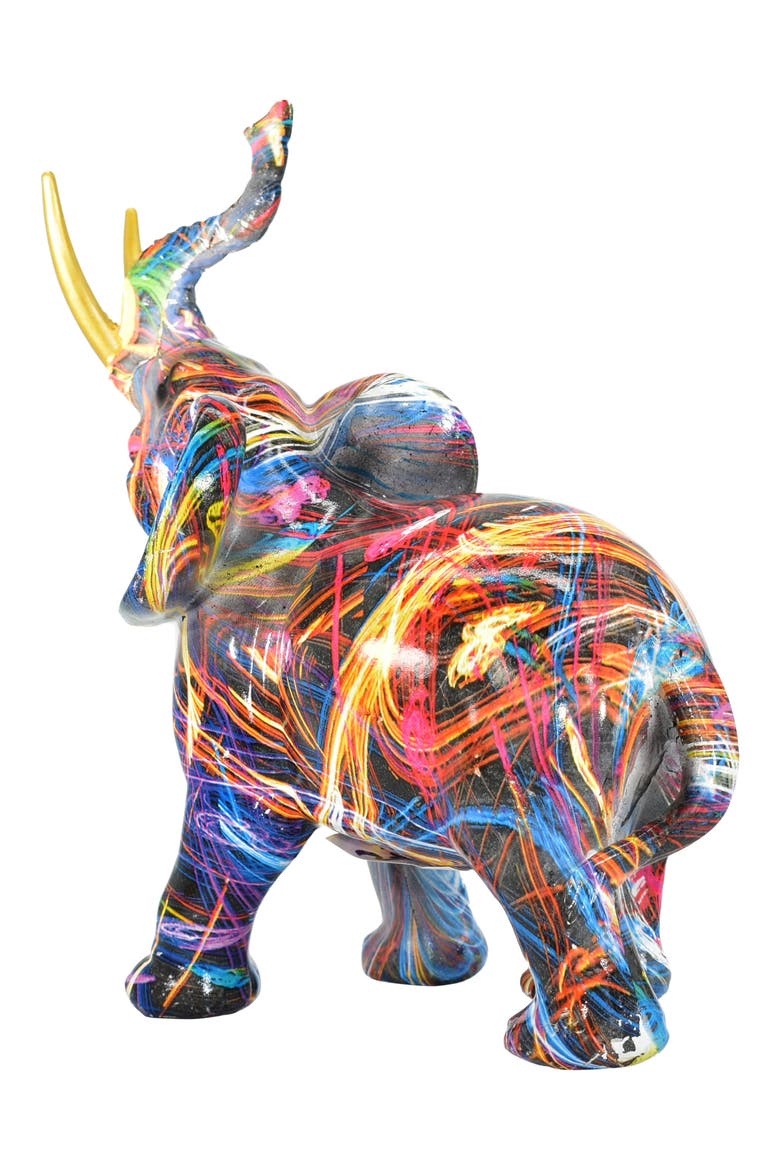 Abstract Elephant Sculpture, Alternate, color, MULTI WITH GOLD TUSKS