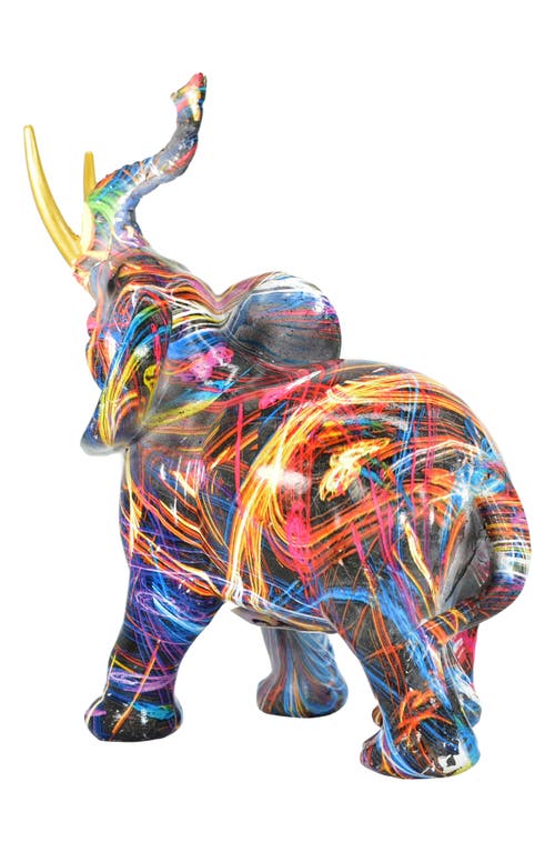 Kinetic Abstract Elephant Sculpture In Multi With Gold Tusks