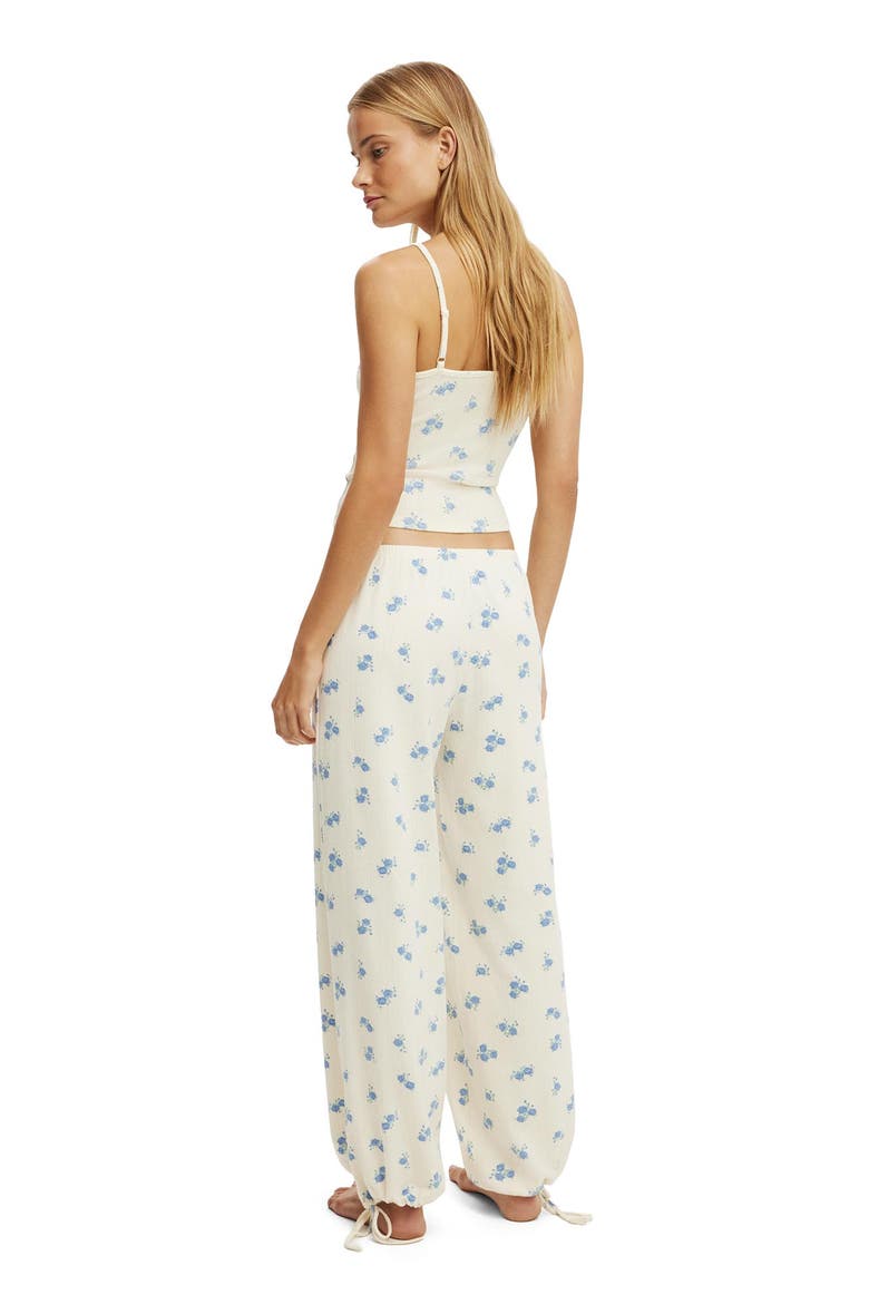 Women's Dreamy Soft Pointelle Wide Leg Pant, Alternate, color, Penelope Floral Oat Milk