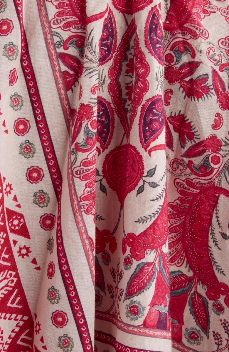 Isabel Marant Étoile Anka Paisley Print Smocked Cotton Sundress, Alternate, color, Red/ Ecru