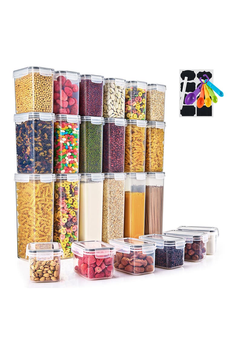 24-Pack Airtight Dry Food Storage Containers, Alternate, color, CLEAR