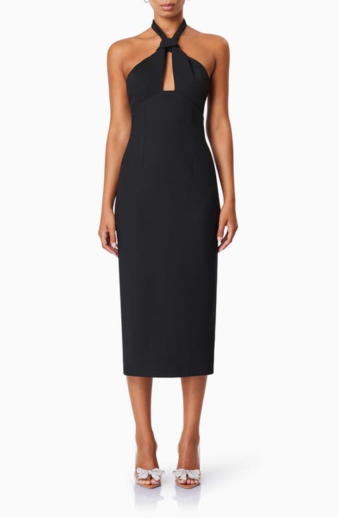Victoria Halter Neck Stretch Crepe Cocktail Dress