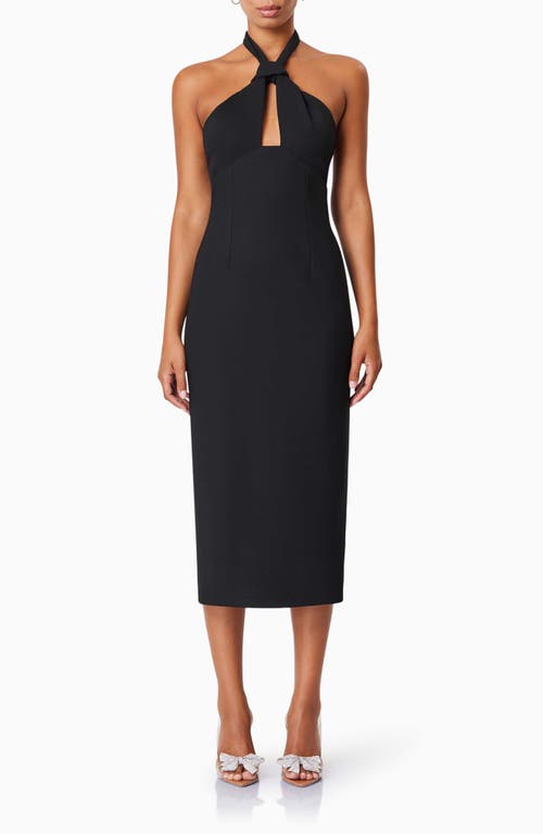 Elliatt Victoria Halter Neck Stretch Crepe Cocktail Dress in Black 