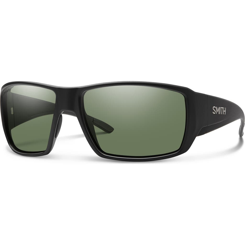 Smith Guides 62mm Chromapop™ Polarized Oversize Wraparound Sunglasses In Black