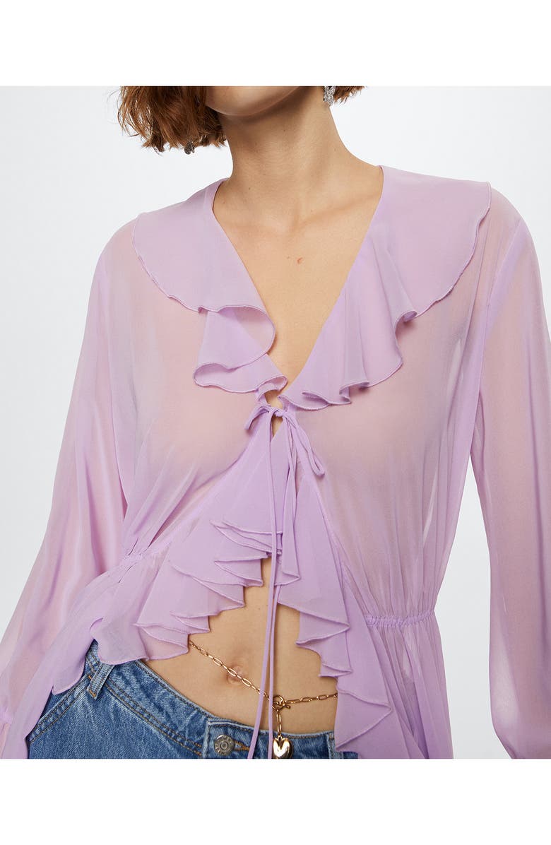 MANGO Ruffle Chiffon Dress, Alternate, color,