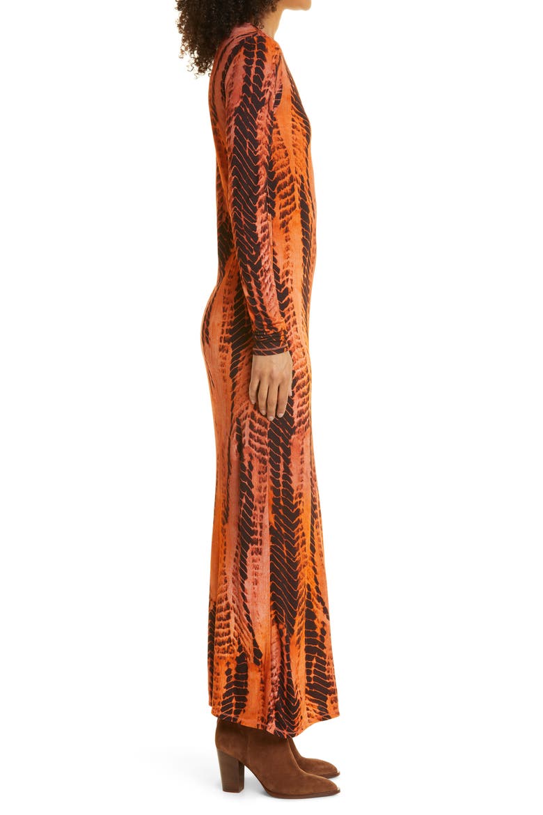 Tallia Tie Dye Long Sleeve Jersey Dress, Alternate, color, BROWN