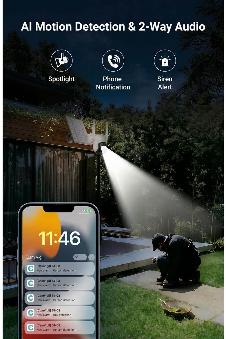 Solar Security Camera, Alternate, color, White