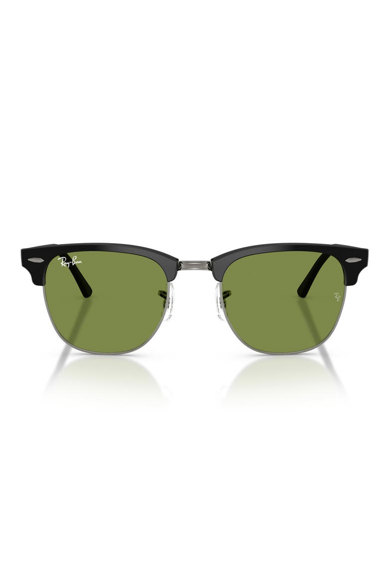 Clubmaster 51mm Square Sunglasses, Main, color, MATTE BLACK ON BLACK / GREEN