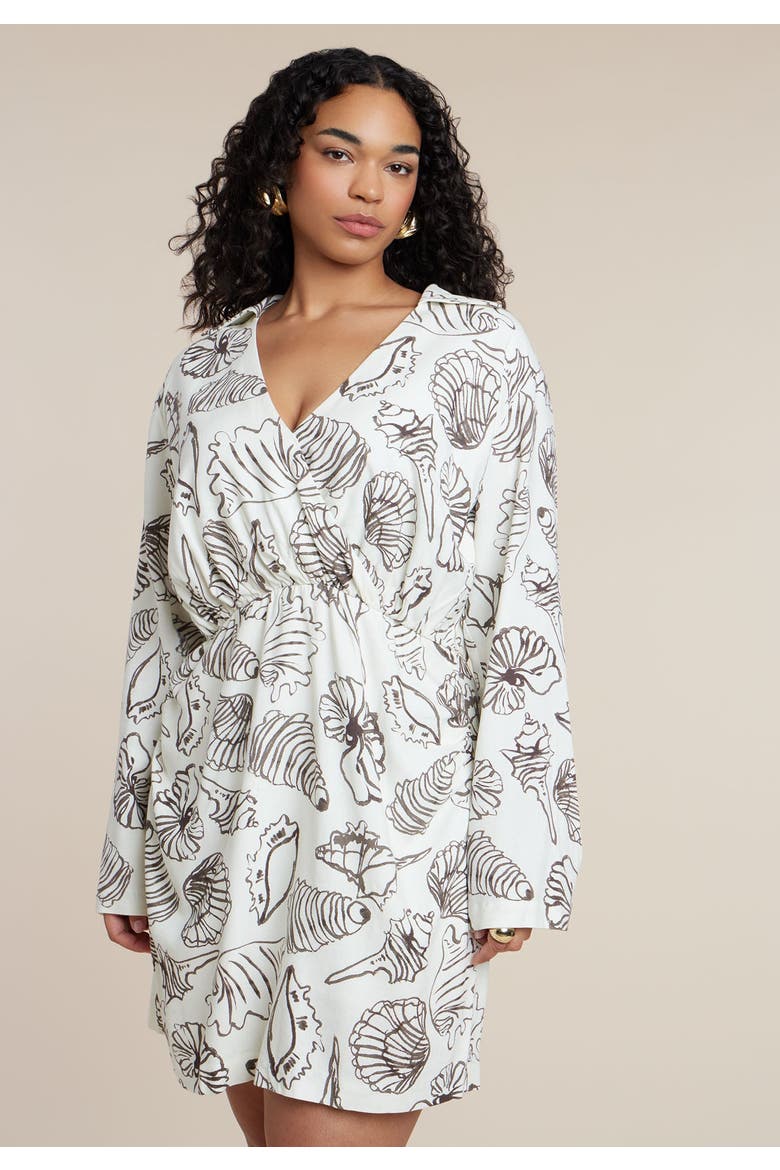 Printed Linen Mini Dress, Alternate, color, SHELLS OF ALL