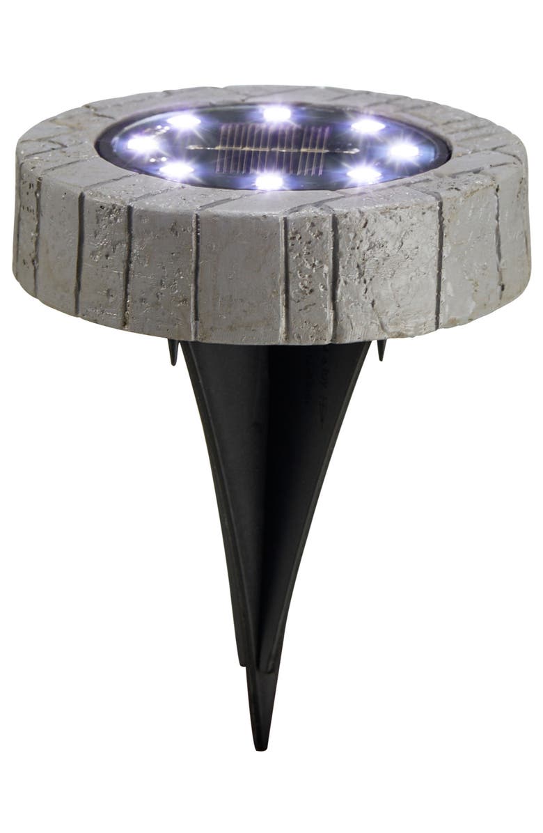 Glitzhome Set of 4 Solar Powered Resin Ground Light Disk Light, Alternate, color, Black